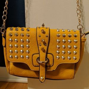 Dark yellow studded crossbody